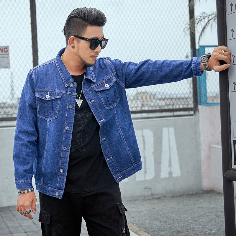 2022 Large Size M-5XL 6XL 7XL 8XL Denim Jacket Men's Blue Jean Jacket Oversize Coats Men Lapel Casual Jackets