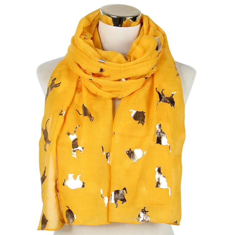 Rævemor forår sommer dejlig sort hvid marine grå folie guld glitter kattetørklæder kvinder piger: Gul