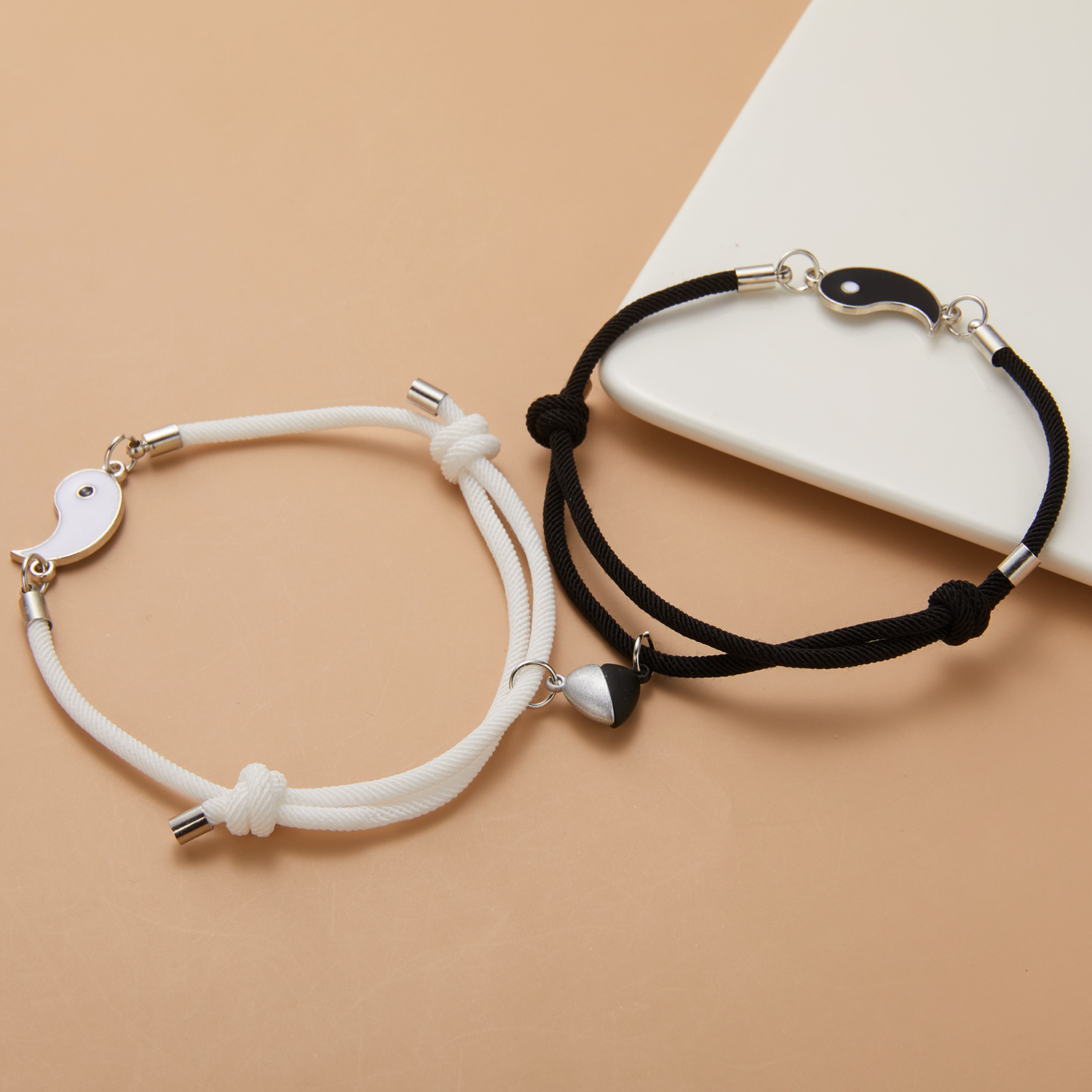 Pulsera magnética para pareja, brazalete de cuerda con nudo arcoíris LGBT, joyería para tarjetas de deseos, 2 unids/set por juego: 7