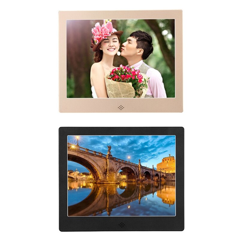 8 Inch Digital Photo Frame Metal Frame HD 1024X768 Electronic Picture Frame with Remote Control,EU Plug