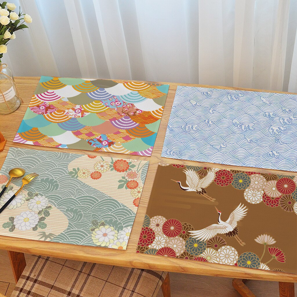 Mantel Individual de estilo japonés para mesa, alfombrilla aislante antideslizante para escritorio, arte japonés , pintura, posavasos único de 45x30cm