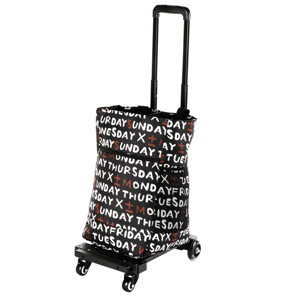 Folding Shopping Hand Truck 4-Wheel Solid Construction Utility Cart Compact and Lightweight for Luggage Travel Auto Garden Carts