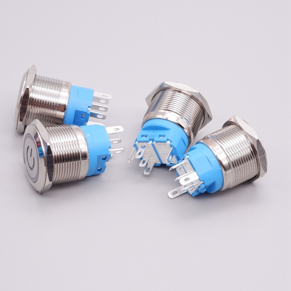22mm metal button switch LED Light Waterproof illuminated PC Power Switch Metal Doorbell Horn Push Button Switch 5v 24v 220v