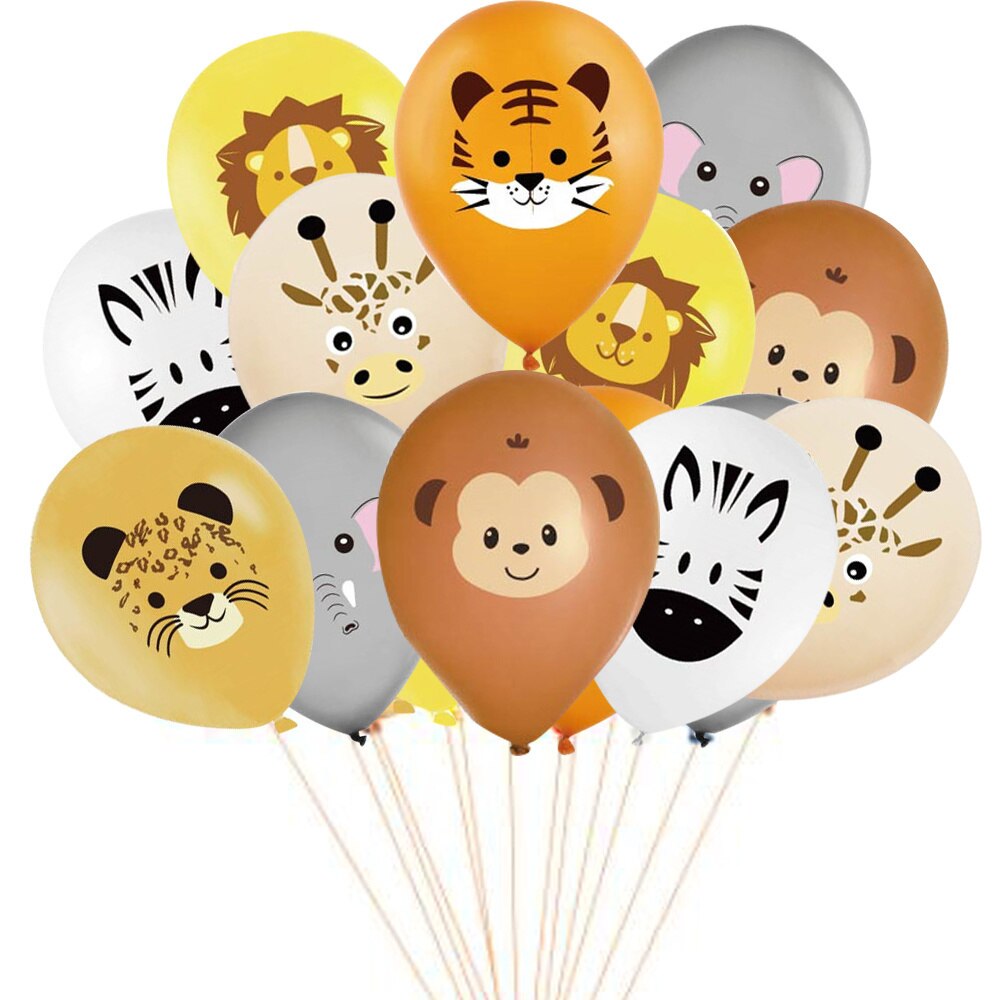 10Pcs Bos Dier Ballon Jungle Safari Verjaardagsfeestje Decoratie Cartoon Leeuw Tijger Ballonnen Voor Kinderen Party Diy Supplies: 10pcs mixed