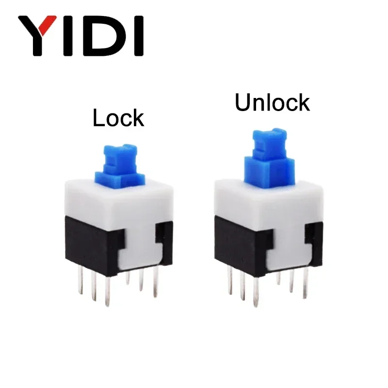 10 Uds PCB tacto Micro Mini botón de enganche encendido apagado interruptor de bloqueo automático DIP tapa de 6 pines 5,8*5,8/7*7/8*8/8,5*8,5mm