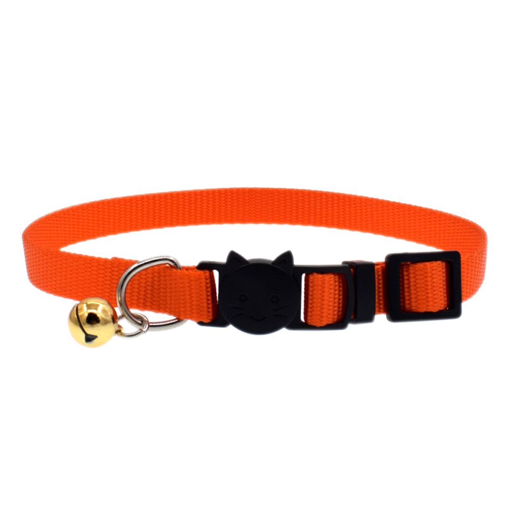 Cat Collar With Bell Safety Buckle Kitten Small Dogs Cats Adjustable Nylon Collars Pet Supplies E2S: Orange