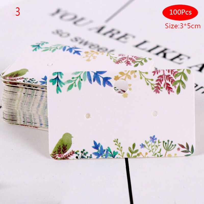 100Pcs Earrings Pack Kraft Paper Ear Studs Card Hang Tag Label Luggage Wedding Note DIY Blank Price Name Hang Tag Craft: N3