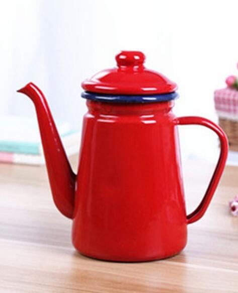 1.1L Emaille Koffiepot Hand Waterkoker Inductie Fornuis Gasfornuis Universele: red