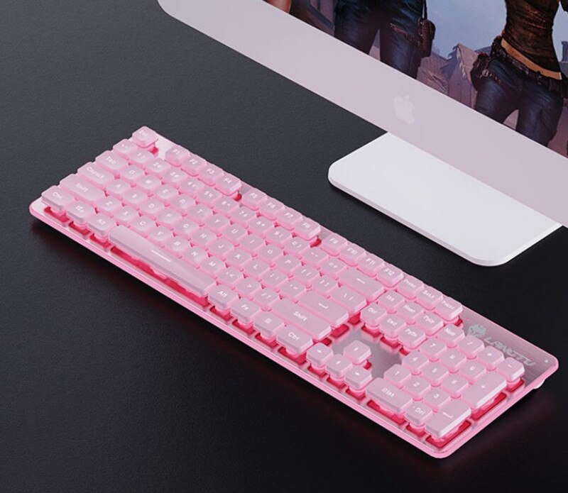 Gaming Keyboard Backlit Keyboard With Silent Gaming Mouse Set Keyboard Mouse Gamer Kit For Computer Game PC Laptop: Pink (White Light)