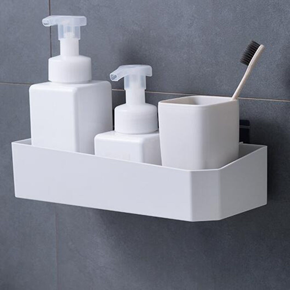 Wall Mounted Shelves Removable Bathroom Floating Shelves Wall Shelf Self Adhesive Shower Basket Bathroom Kitchen Storage