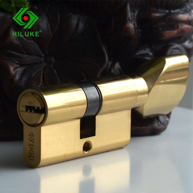 60mm messing cylinder 5 stk computer messing nøgle med knap enkelt åben stil euroe standard dørlås