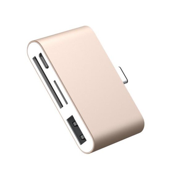 Mini USB C Hub, SD TF Card Reader, Aluminum USB C Adapter Smart OTG Reader for Laptop Tablet Smartphone: gold