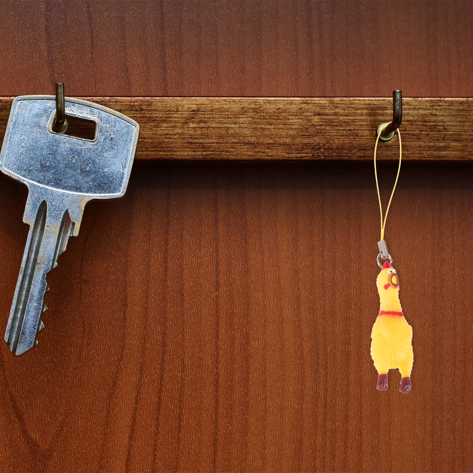 Chicken Keychain Rubber Screaming Squeaking Lanyard Squeeze Squeaky Chain Funny Pendant Key Keychainscharm Dog Minichains Toy