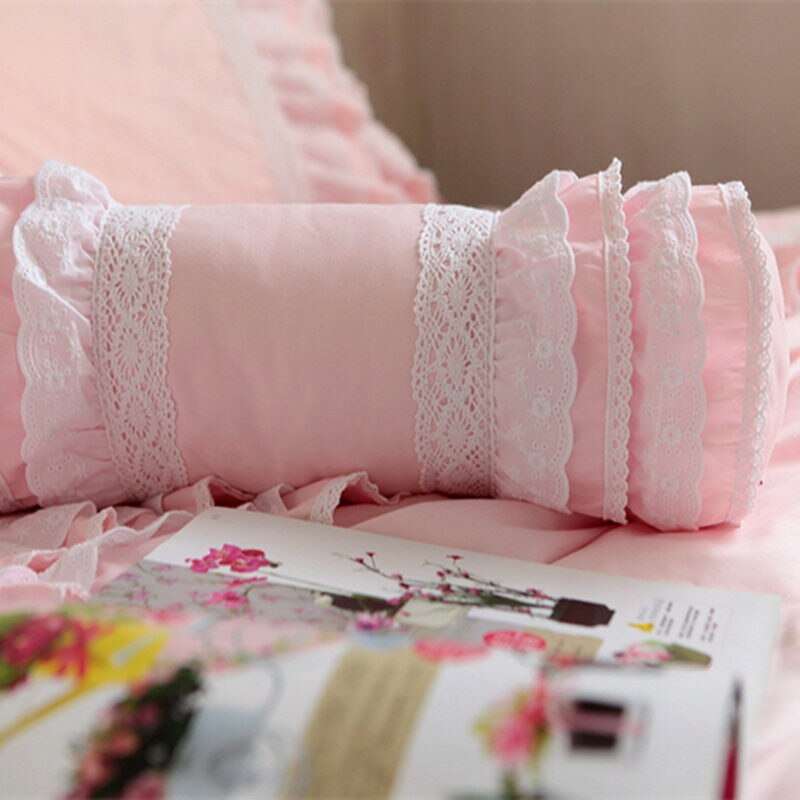 popxstar Creative Lolita Moon Cushion Girls Bedroom Decorative Pillow Lace Ruffle Bow Decorative Moon Shape Back Cushion Seat Cushion