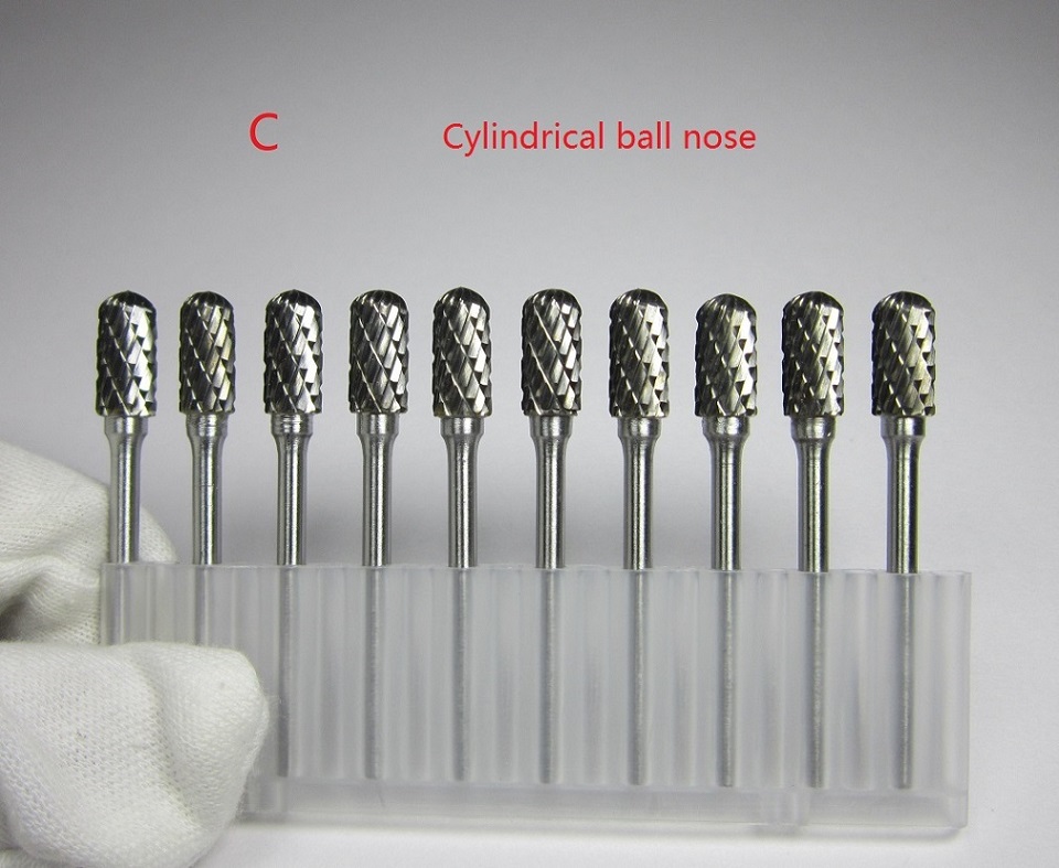 10 pièces tige 3mm tête 6mm carbure de tungstène fraises rotatives fichiers CNC moules accessoires pour le travail des métaux polissage meuleuse électrique: C shape