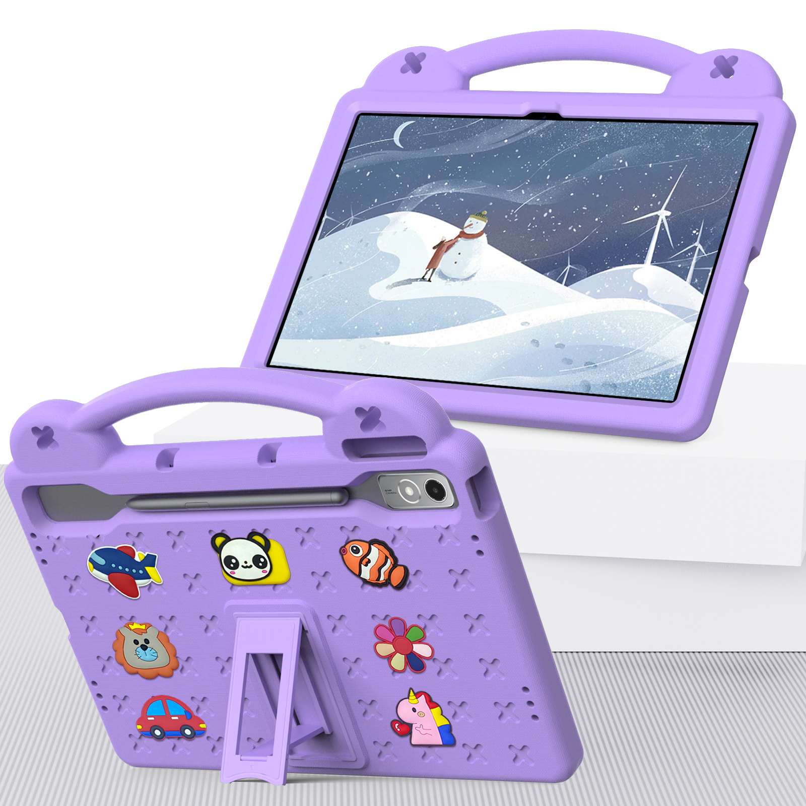 For Lenovo Xiaoxin Pad Pro 12.7 inch funda P12 TB- 370 Kids Safe EVA Tablet Case Shockproof Cover Stand Shell Protector: 12.4 / Red