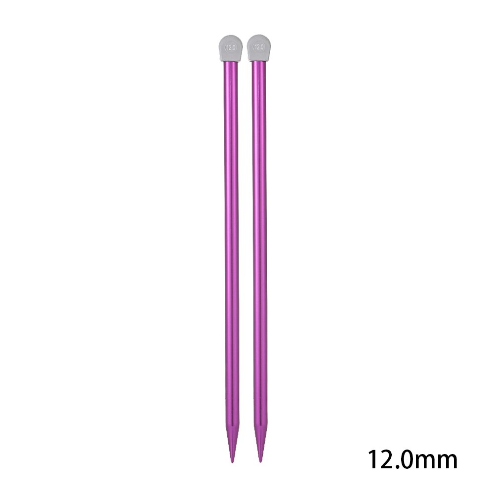 2Pcs/Set 2.0-12mm 35cm Single Pointed Knitting Needles Long Aluminum Straight Pins Colorful DIY Weaving Tool for Scarf Sweater: 12.0mm