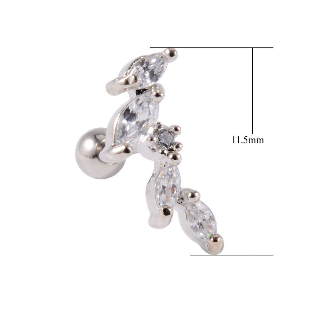 1PC Star Zircon Ear Studs Cute Ear Cartilage Helix Lobe Conch Piercing Earring For Women Jewelry 20G: Style 9-Silver