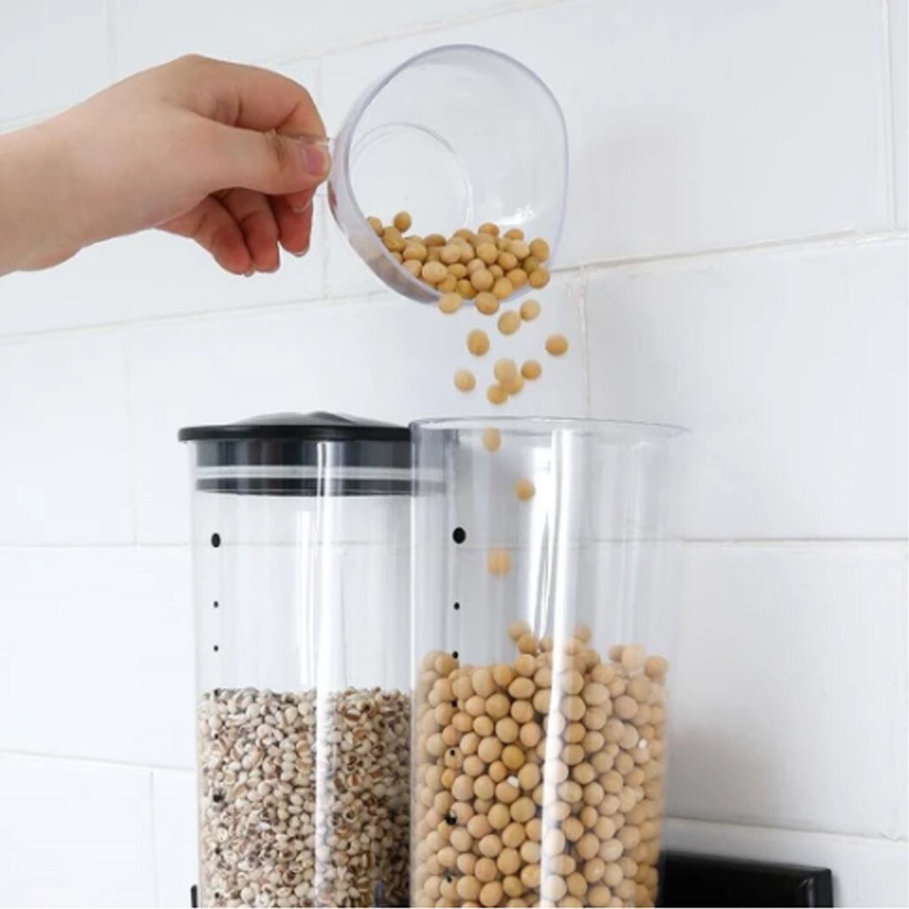Cereal Dispenser Double Single Dry Food Snack Grain Canister Plastic Storage Container Wall Hanging Home Organizer Tanks