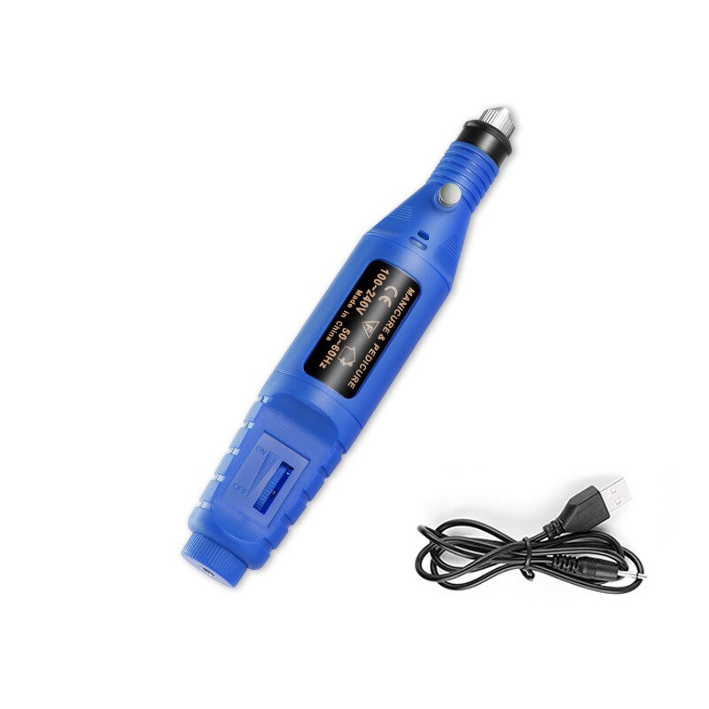 Electric Nail Drill Machine sander nail electric Manicure machine USB Charging nail drill Machine Nail File Equipment Tools: USB blue