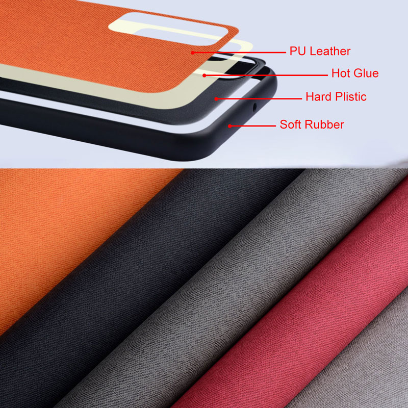 Textiel lederen tas voor Oneplus 7 Pro zachte TPU met achterkant van harde pc-materiaal camerabescherming ontwerphoes