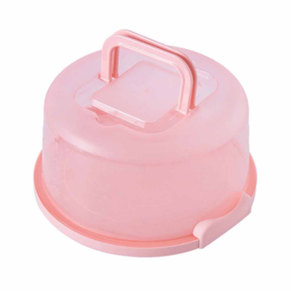 Portable Cake Storage Box Round Birthday Wedding Kitchen Baking Container Holder Cake Box Cupcake Dessert Fruit Storage Carrier: Red