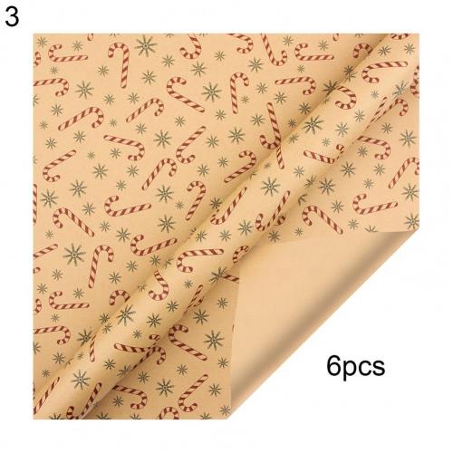 5 Styles 6Pcs Cute Festive Christmas Wrapping Paper Colorful Tissue Paper Flexible for Wedding: 3