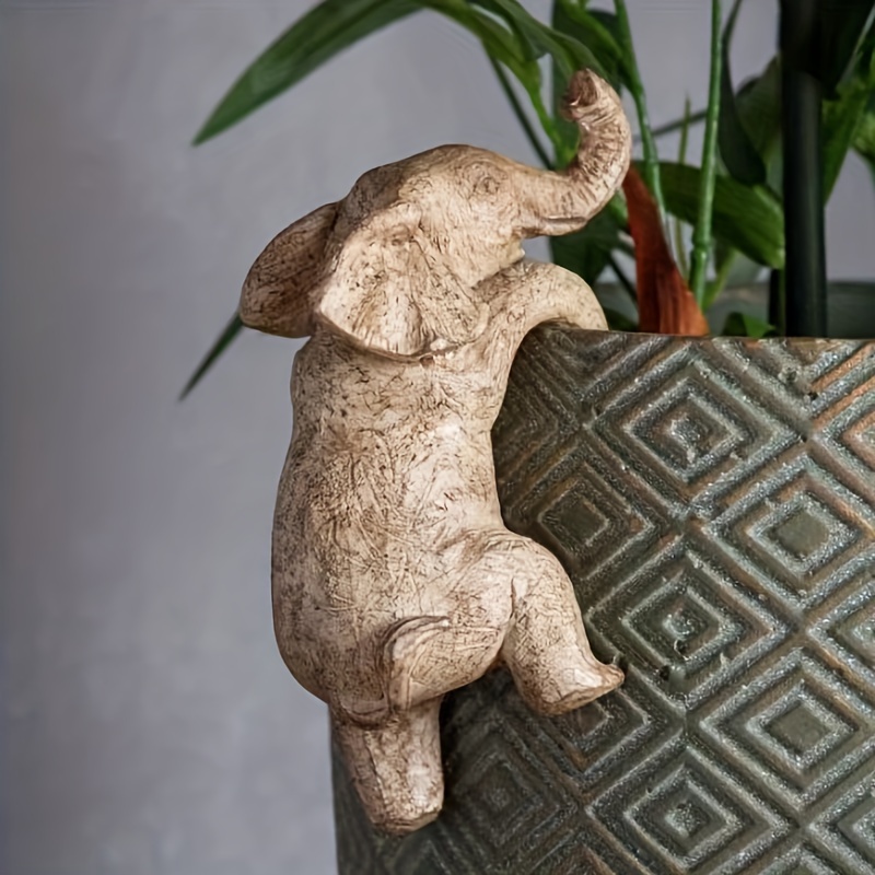Maceta colgante de elefante, decoración encantadora para balcón y jardín, escultura de animal adorable, Ideal para amantes de los elefantes, 1 ud.