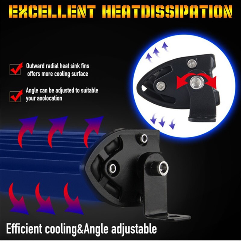 Super Slim Single Row 6D Lens Led Light Bar 8/14/20inch LED Driving Lamp Off Road Lights for Boat SUV Truck ATV Work Light