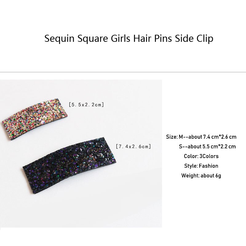 Baby Parent-child Headwear 3 Colors 2 Sizes Square Hair Clips Girls Glitter Sweet Hair Pins Barrettes Kid Hair Accessory