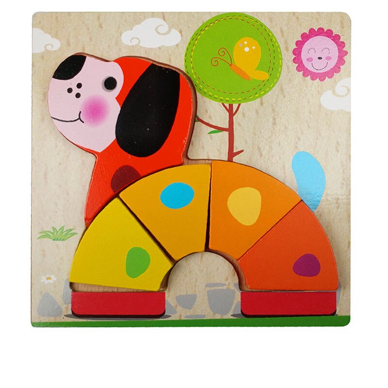 3D Wooden Puzzle Cartoon Animal Traffic Cognition Jigsaw Colorful Early Educational Toys For Children Kids Baby: R