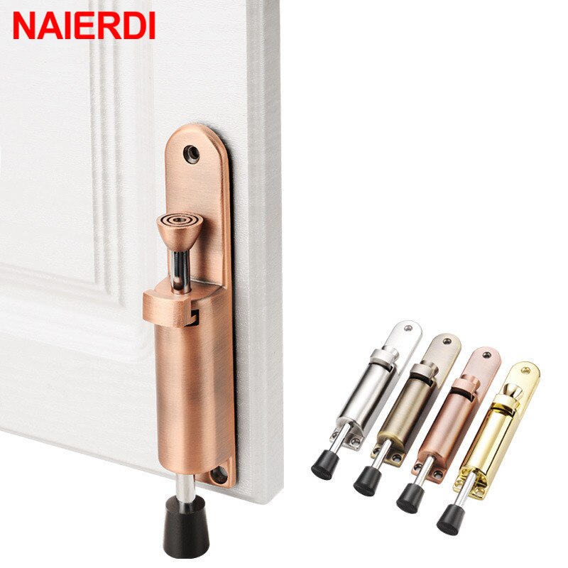 NAIERDI Zinc Alloy Adjustable Door Stopper Foot-operated Lever Door Stops Bronze Door Holder Hardware Door Buffer Fittings