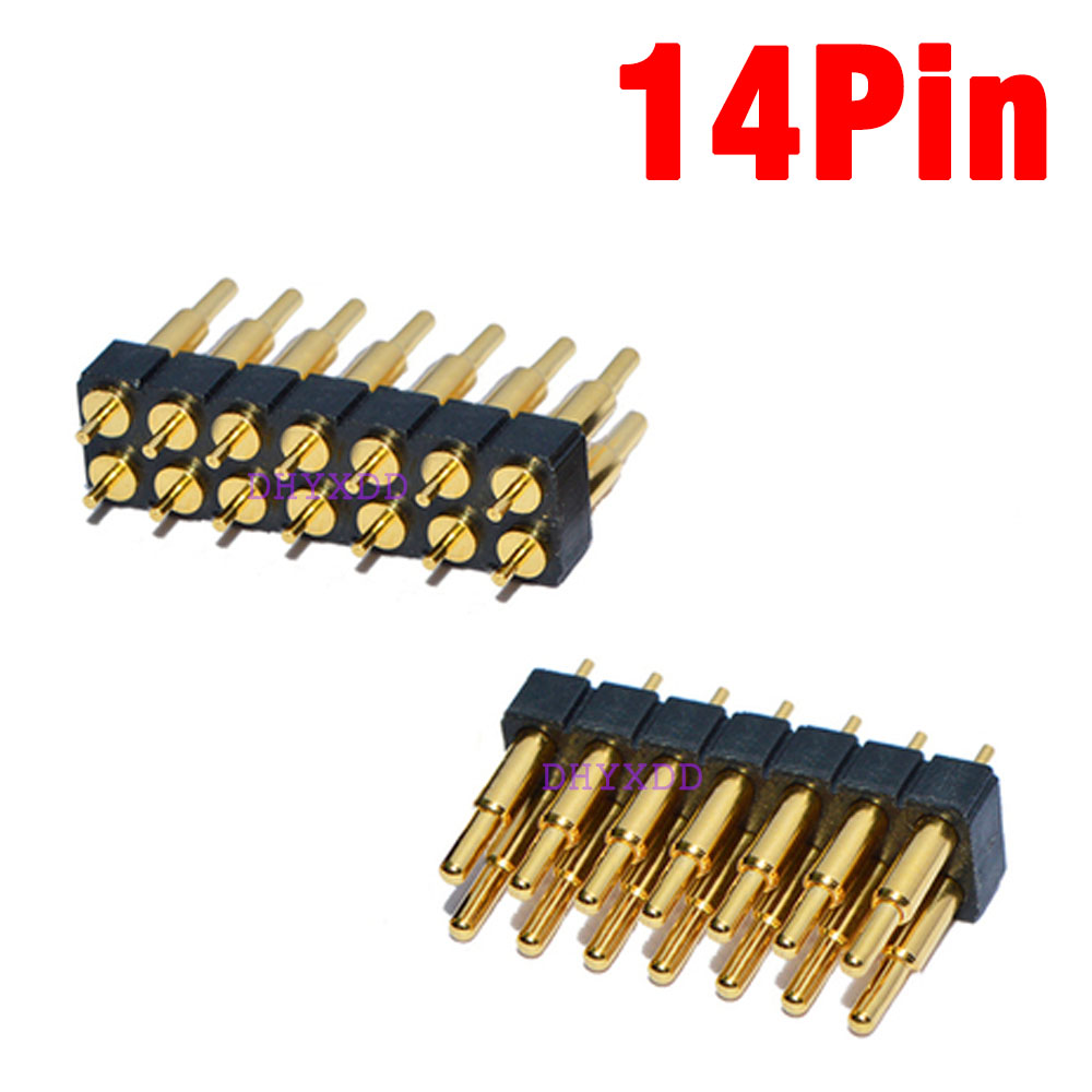 1pcs Male Spring Loaded Pogo Pin Connector 4 6 8 10 12 14 16 20 Pin Dual Row Surface Mount SMT DIP Height 7.0mm Pitch 2.54 mm: black