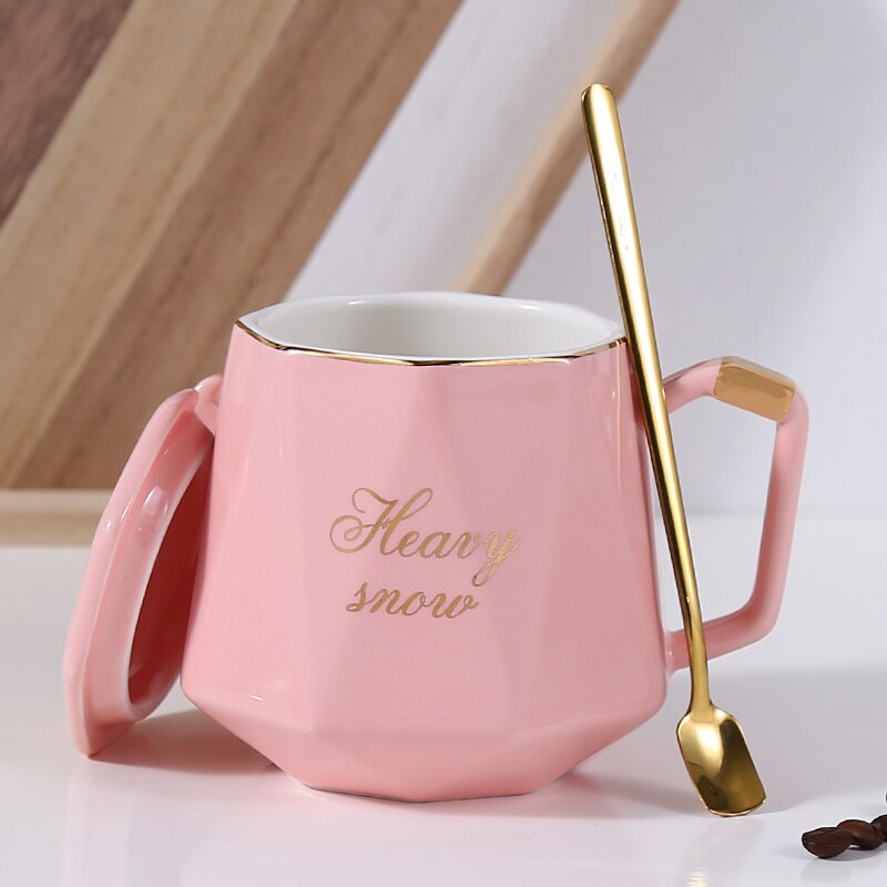 Gold Luxury Espresso Coffee Mugs Ceramic Reusable Mug Lid Coffeeware Canecas De Porcelana Travel Mug EA60MK: Style 2