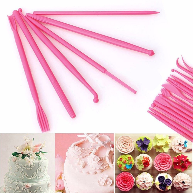 14 stuks cake modelleergereedschapset, dubbelzijdige fondant rolkit voor het vormen, beeldhouwen, snijden, taartdecoratie, bakgereedschap