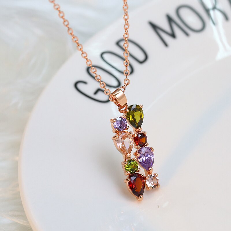 Multicolore zircone pendentif collier de chaîne pull pendentif collier pour les femmes coloré soleil fleur bijoux