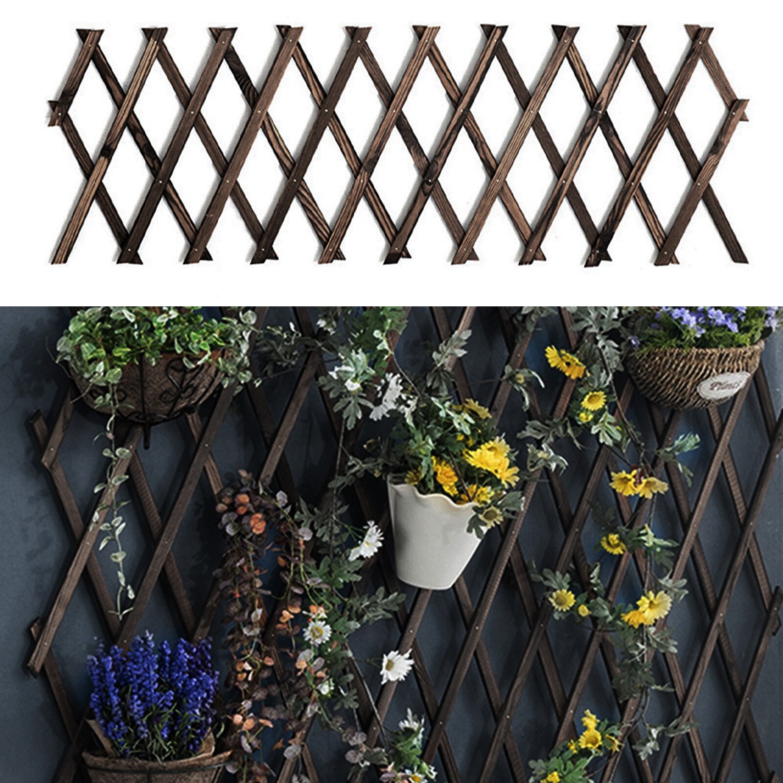 Extendable Wooden Trellis Lattice Fence Panel Lawn Decor Flowers Growing