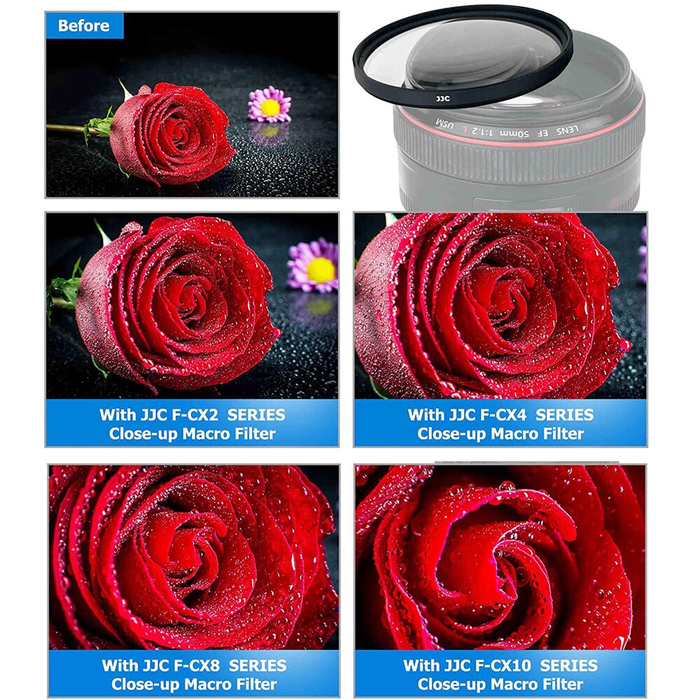 JJC Makro nah dran hoch Filter einstellen + 2 + 4 + 8 + 10 nah dran-hoch 40,5mm 49mm 52mm 55mm 58mm 62mm 67mm 72mm 77mm + Filter fallen Beutel für DSLR