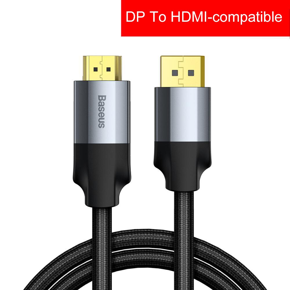 Baseus Dp Naar Hdmi Kabel 4K Male Naar Male Displayport Displayport-naar-Hdmi Splitter Kabel Adapter Voor Projector tv Converter Cord: Default Title