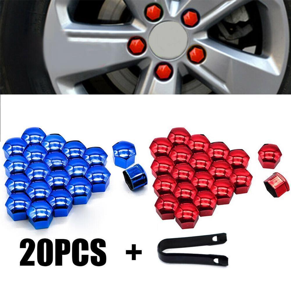20Pcs Car Wheel Nut Caps 17/19/21mm Auto Hub Screw Cover Bolt Rims Exterior Decoration Special Socket Protection Dust Proof