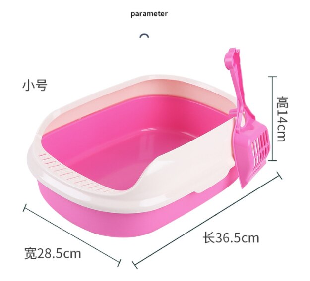 Caja de arena para perros y gatos, inodoro antisalpicaduras de peluche con pala, caja de arena para cachorros, Arenero de Interior para el hogar: Small  Pink