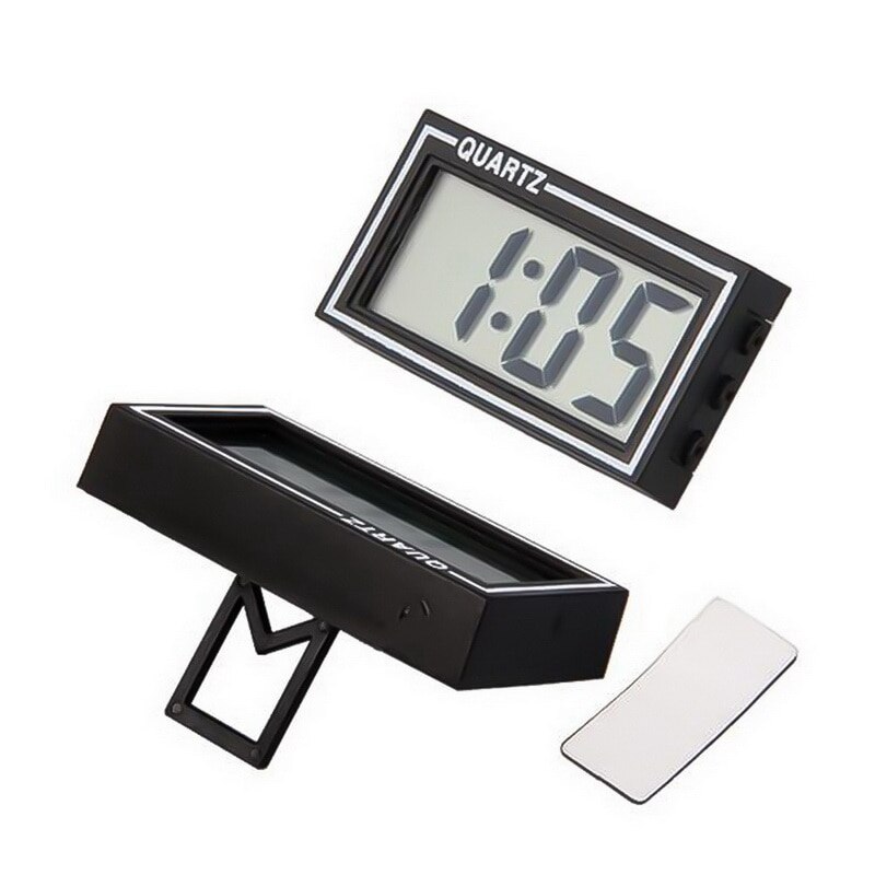 Thin Electronic Clock with Adhesive Pad LCD Digital Date Time Display for Car Home Desk Office