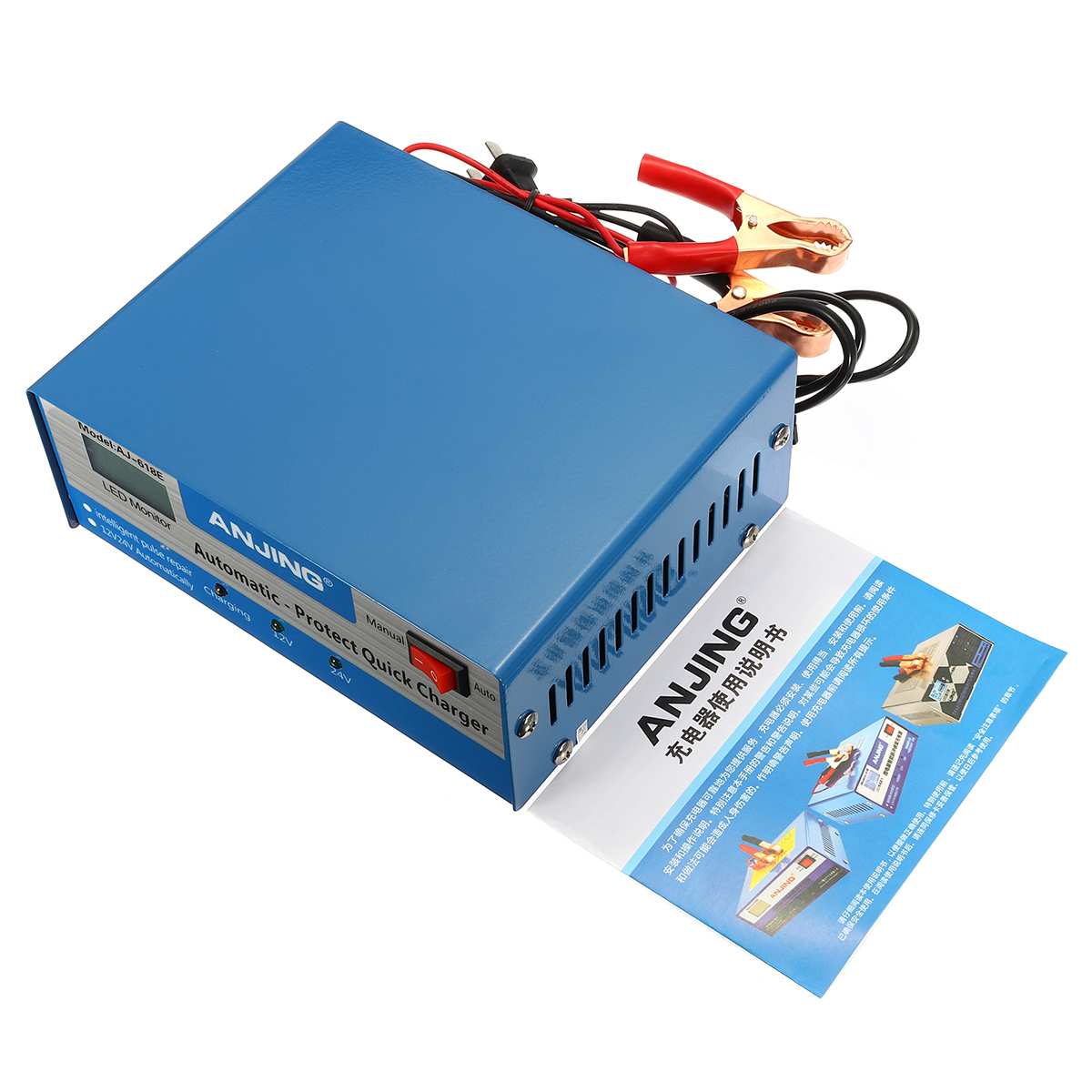 Cargador de batería inteligente para coche, reparación de pulso, protección automática completa, cargadores rápidos de 130V-250V, 200AH, 12/24V con adaptador