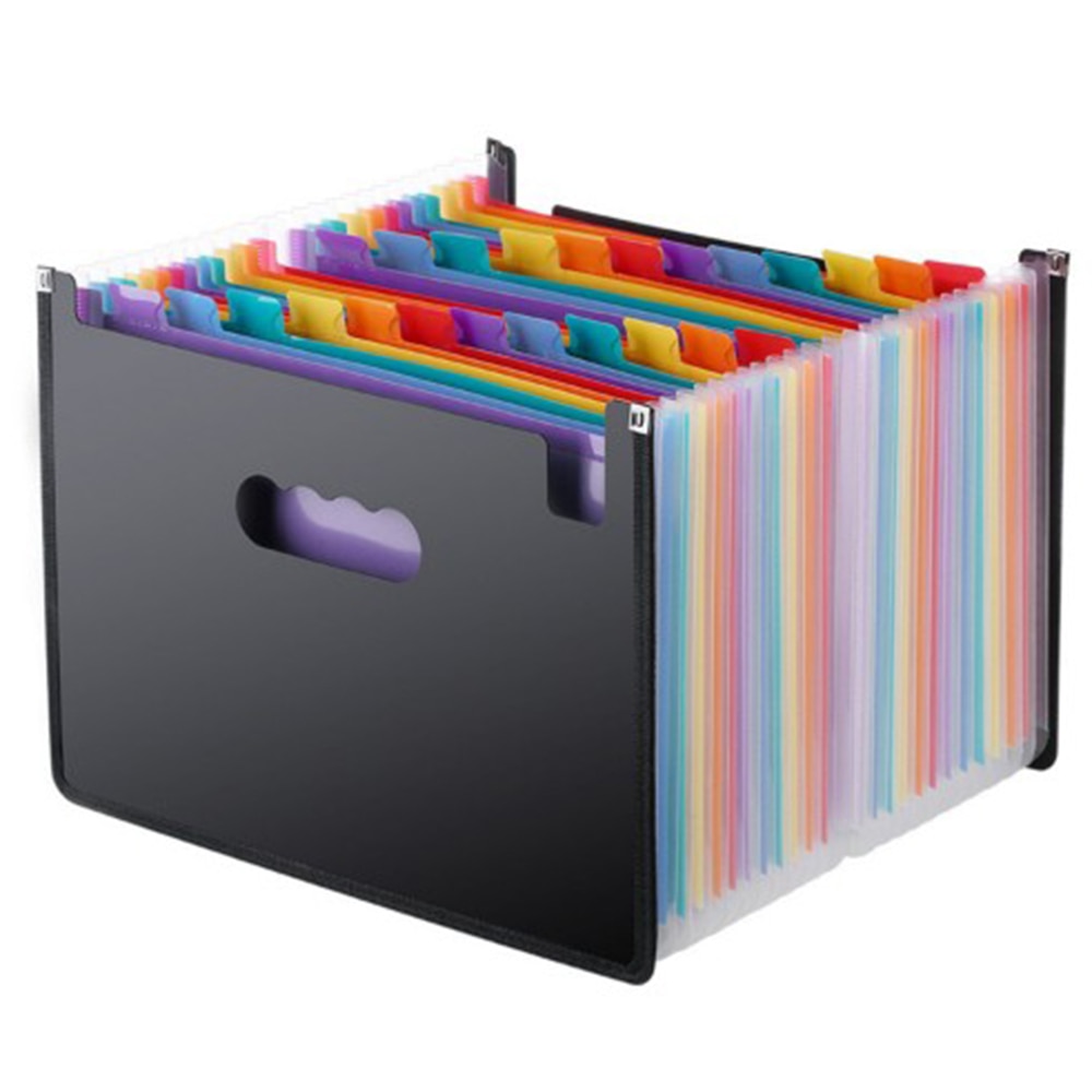 Expanding File Folder 24 Pockets, black Accordion A4 folder Document Organizer