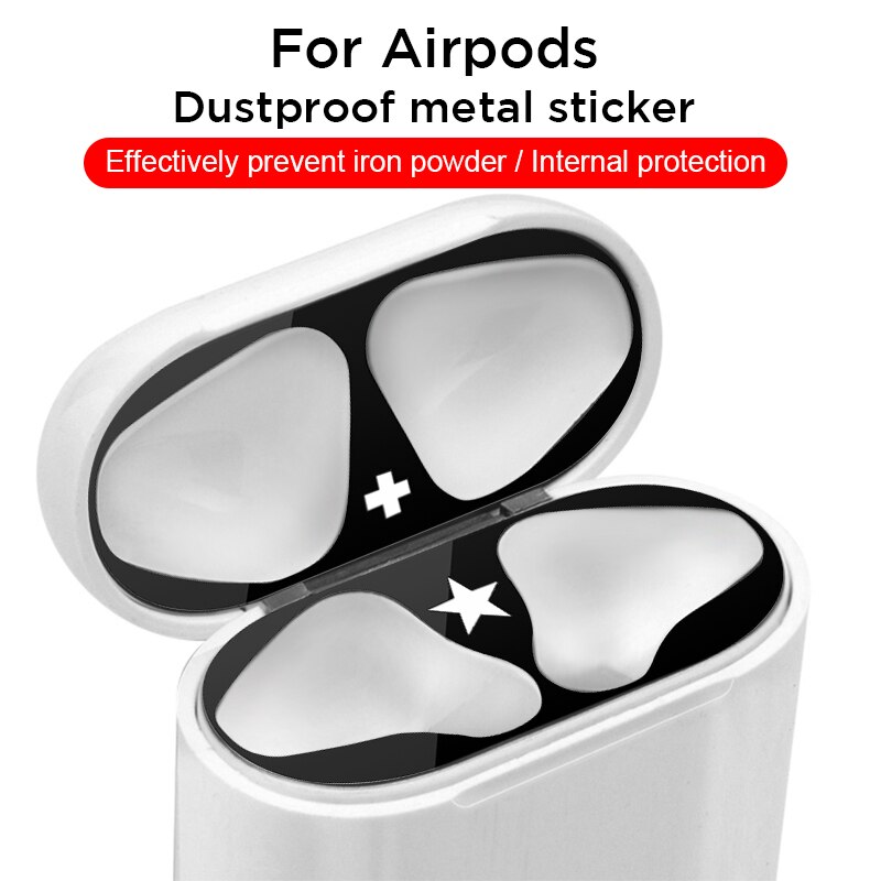 Fone de ouvido para airpods 2 dust guard para vagens de ar 1 fone de ouvido ultra fino protetor protetor poeira padrão matal adesivo proteção da pele