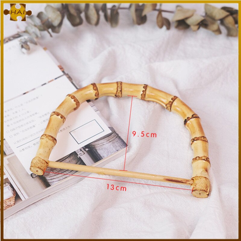 Asas de madera de bambú en forma de D para bolsos, Asa de mano hecha a mano, marco de bolso ambiental, accesorios de 13x9,5 cm
