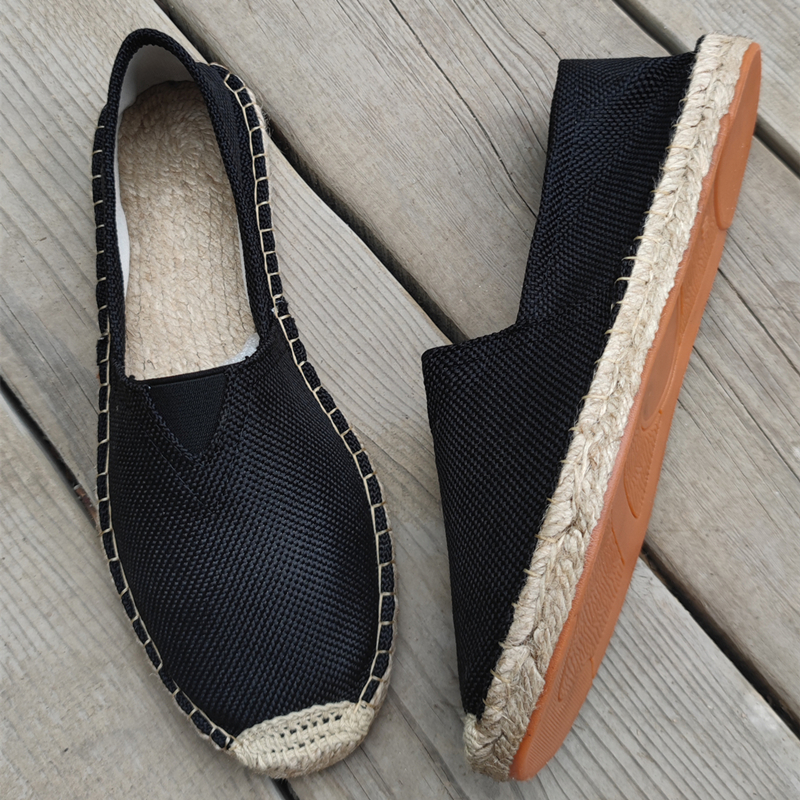 Scarpe da donna in lino da cucire Mocassini slip on Scarpe casual Espadrillas da uomo Scarpe basse in tela di canapa Calzature da guida per pescatore taglie forti