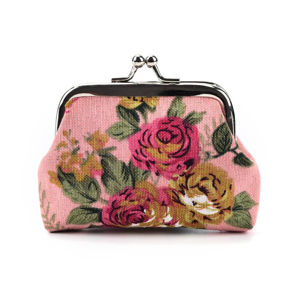 4 estilos rosas elegantes lona mini moeda bolsas zero carteira criança menina mulher mudança bolsa, senhora zero carteiras, moeda saco frete grátis: Rosa