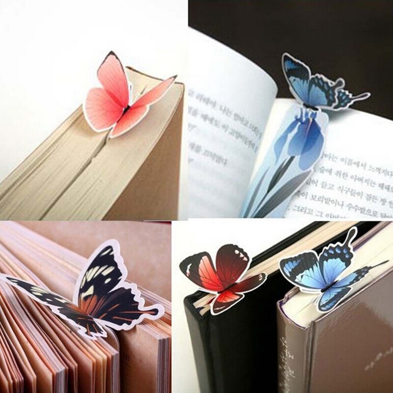 Marcapáginas Estilo mariposa, marcador de libros de para Profesor, de papelería, marcador de libro de dibujos animados Kawaii realista, 1 Uds.