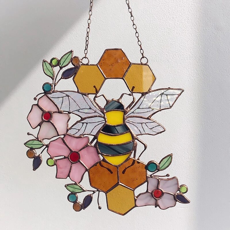 Metal Honeycomb with Bumble Bee Hanging Decoration Outdoor Wedding Decorations Bedroom Home Decor